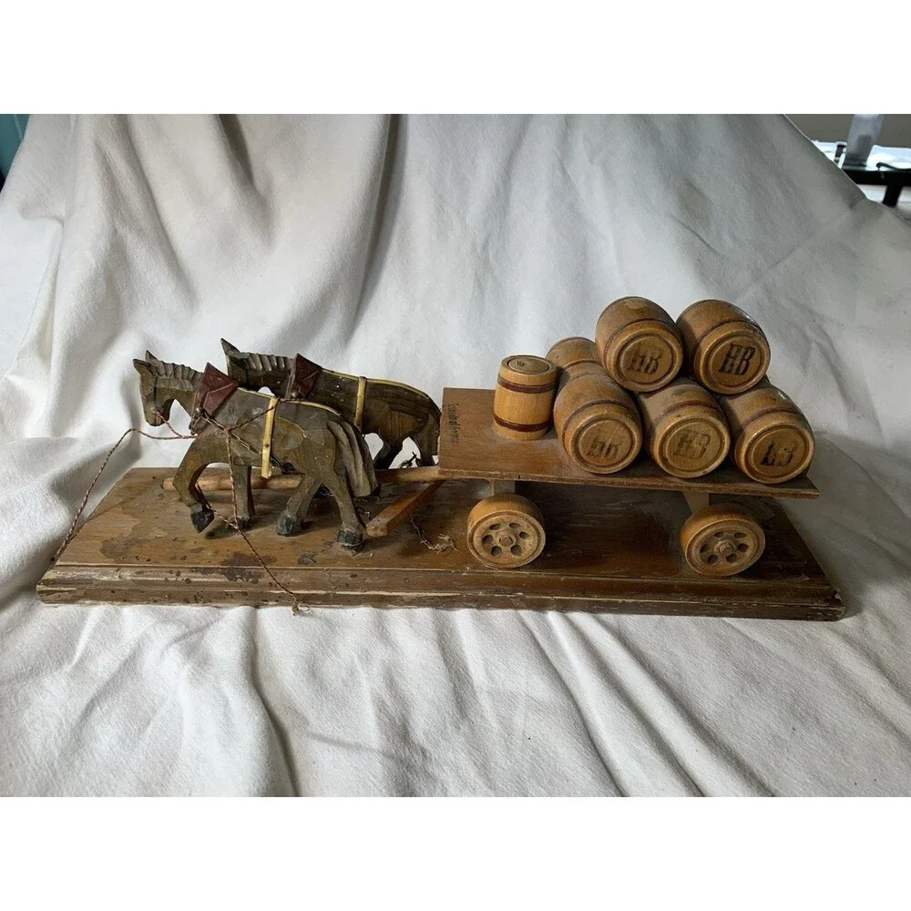 Vintage Wooden Horse Drawn Beer Barrel Wagon Imperfect (Project)